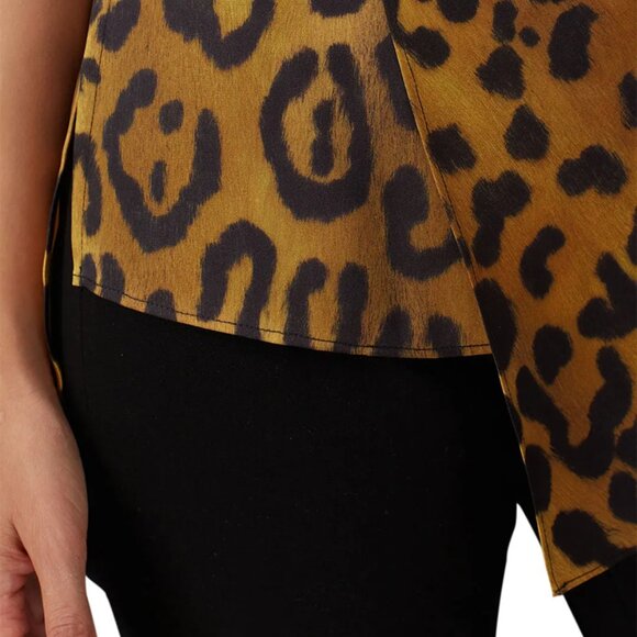 Adam Lippes Collective Cap Short Sleeve Leopard Print Cowlneck Top Shirt XS - Picture 3 of 7